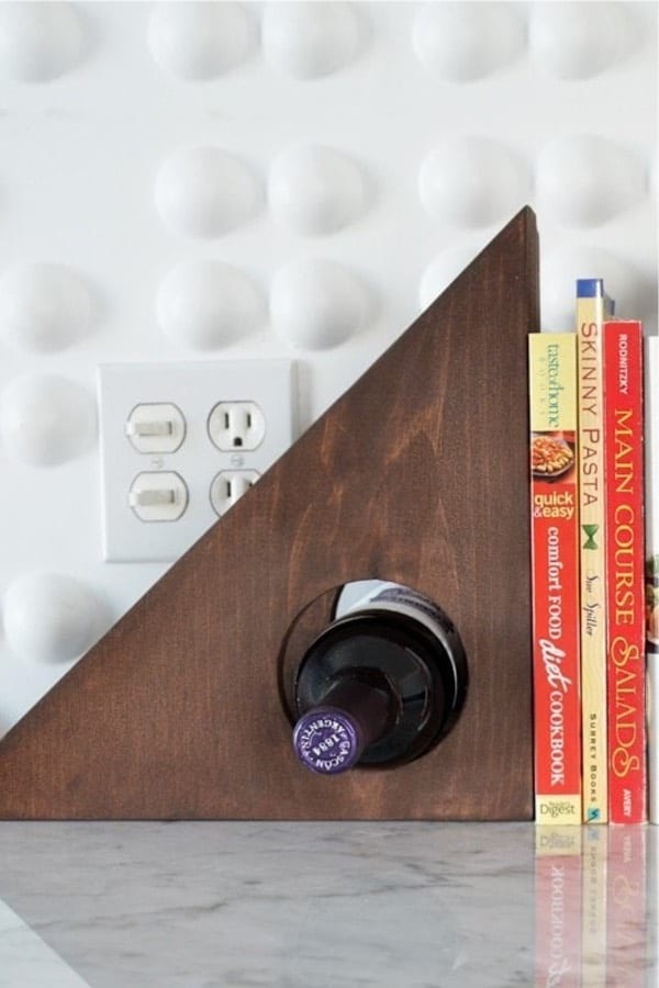 do it yourself bookends with wine rack