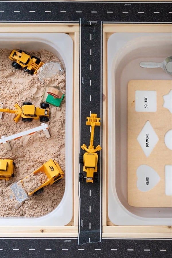 sand and construction sensory play for boys