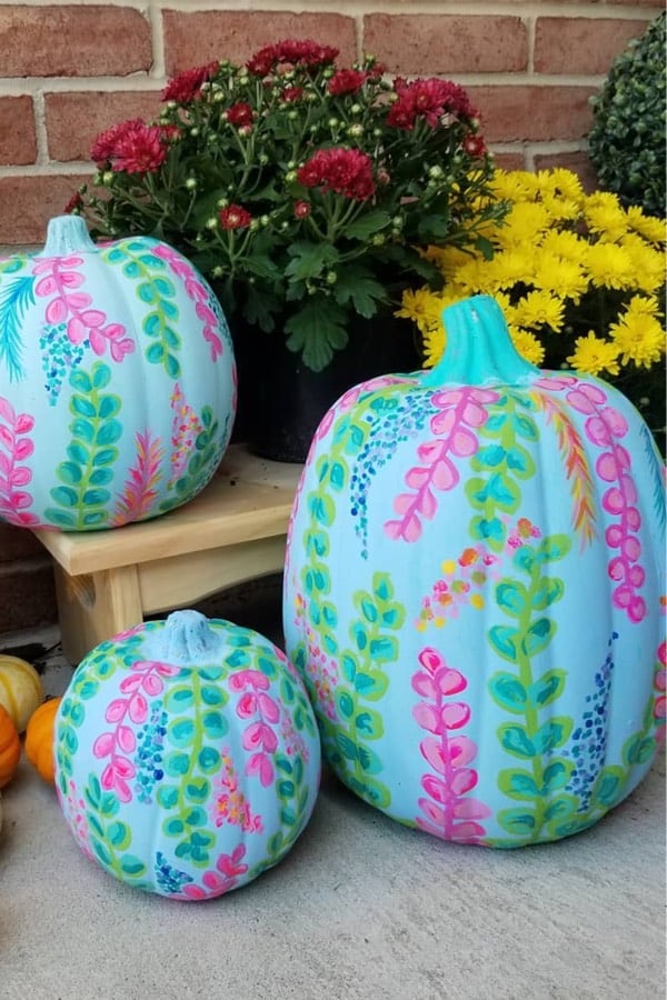 diy pumpkin with floral paint