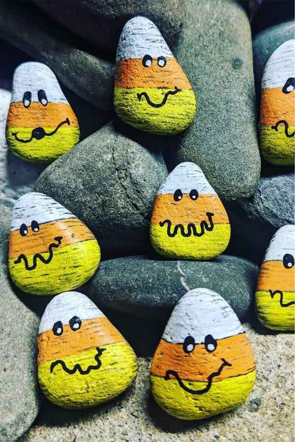 painted rock inspiration with halloween candy
