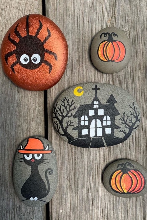 small painted stones for halloween