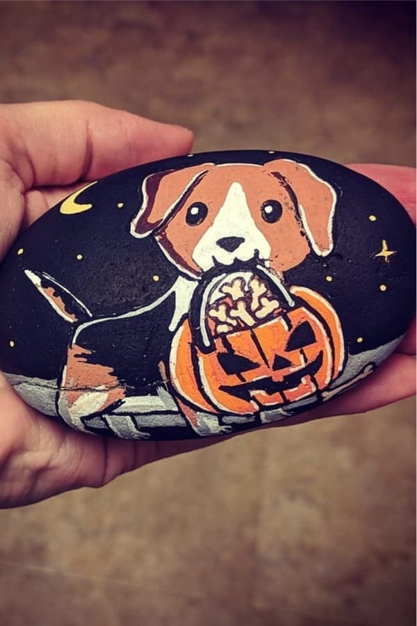 rock painting examples for halloween
