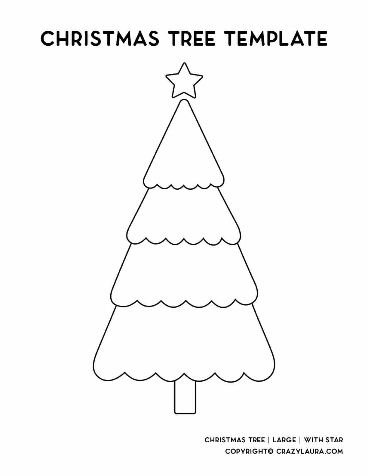 large outline of christmas tree with star