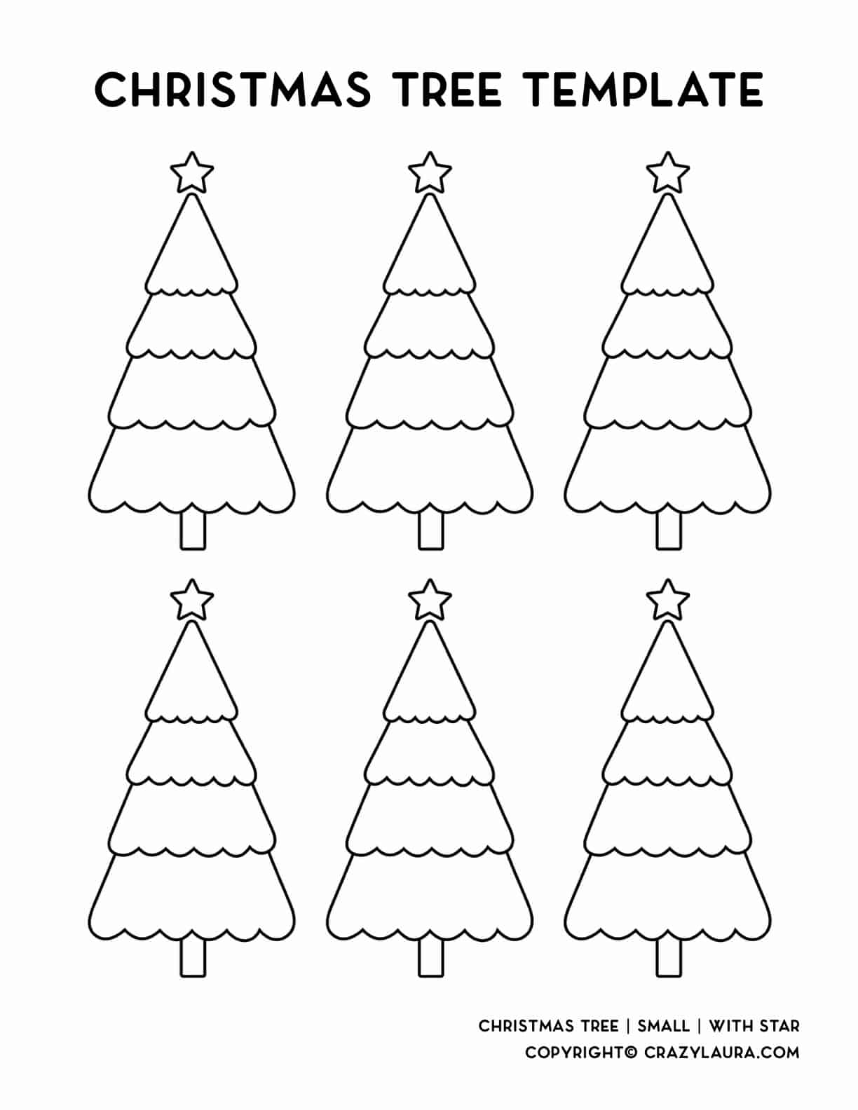 small sized xmas tree outlines to print