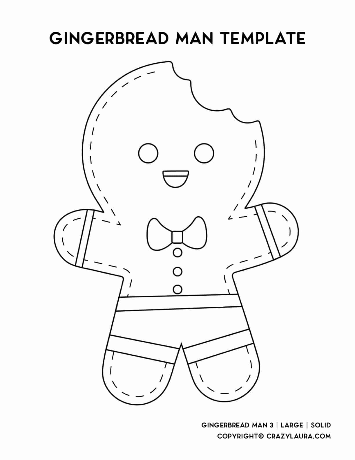 cute smiling gingerbread man coloring printable for kids