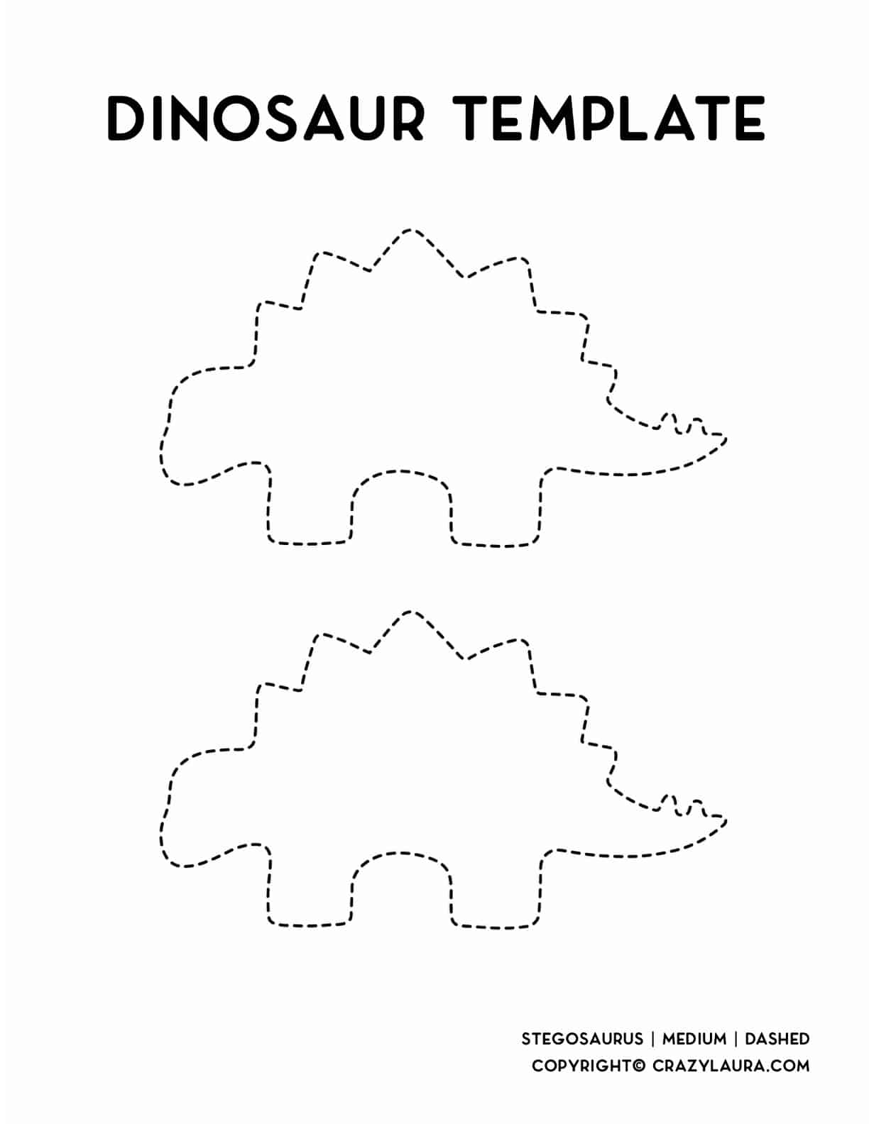 dinosaur template with dashed outline