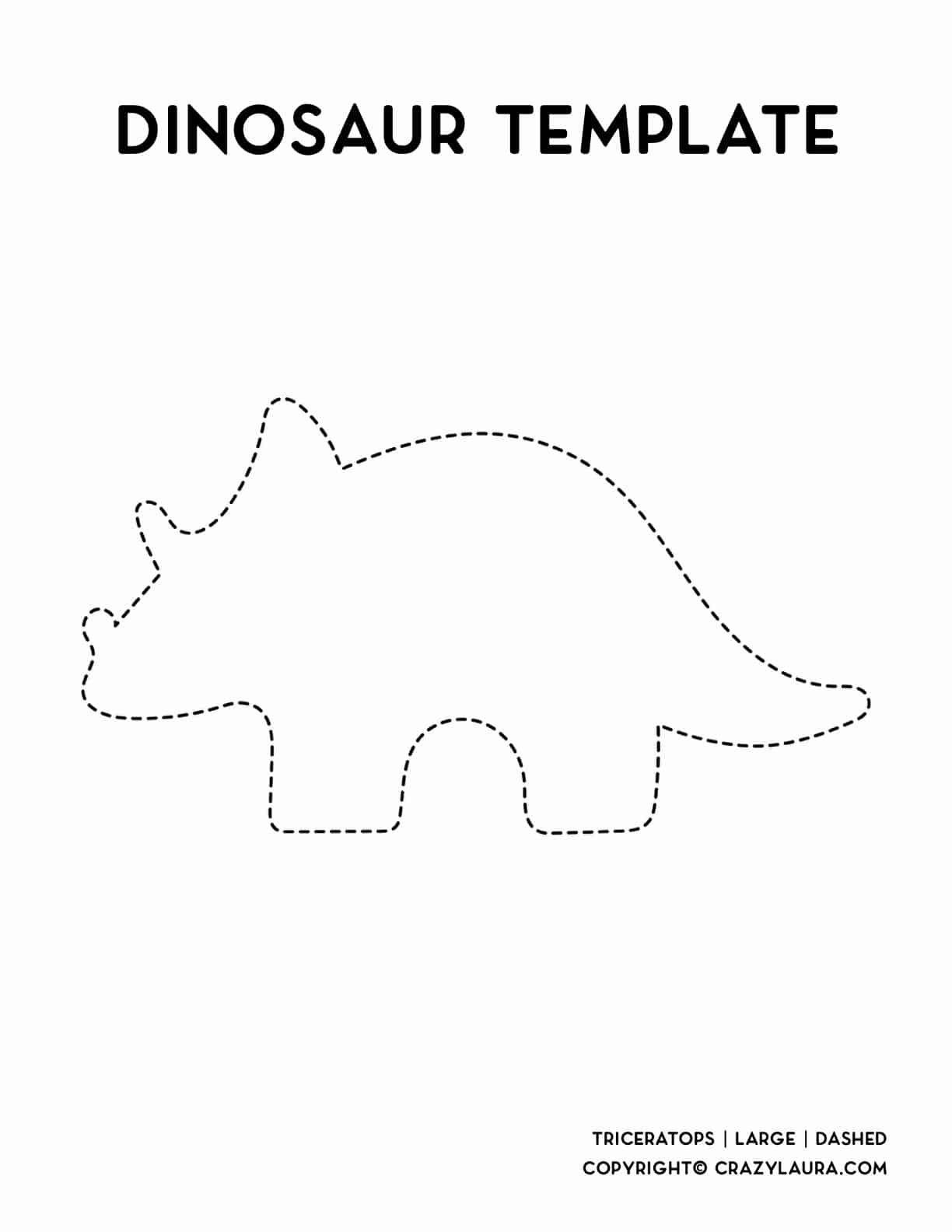 large dotted outline printable of triceratops