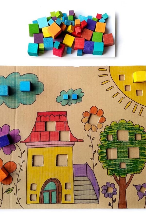 teach kids colors with diy cardboard game