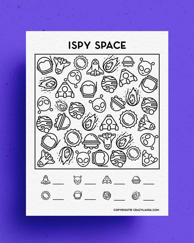 free count and color space printable for kids