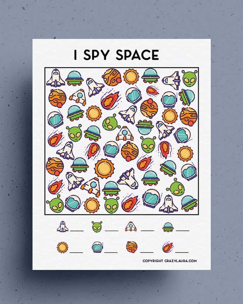 free kids i spy space themed printable