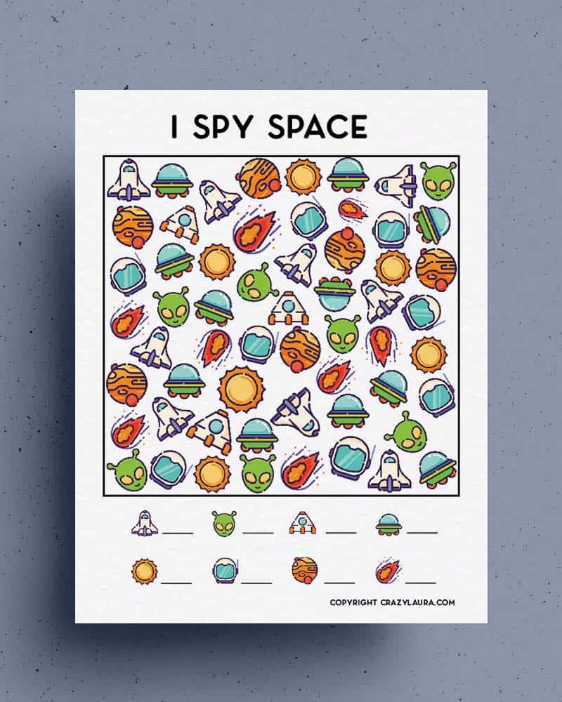 free kids i spy space themed printable