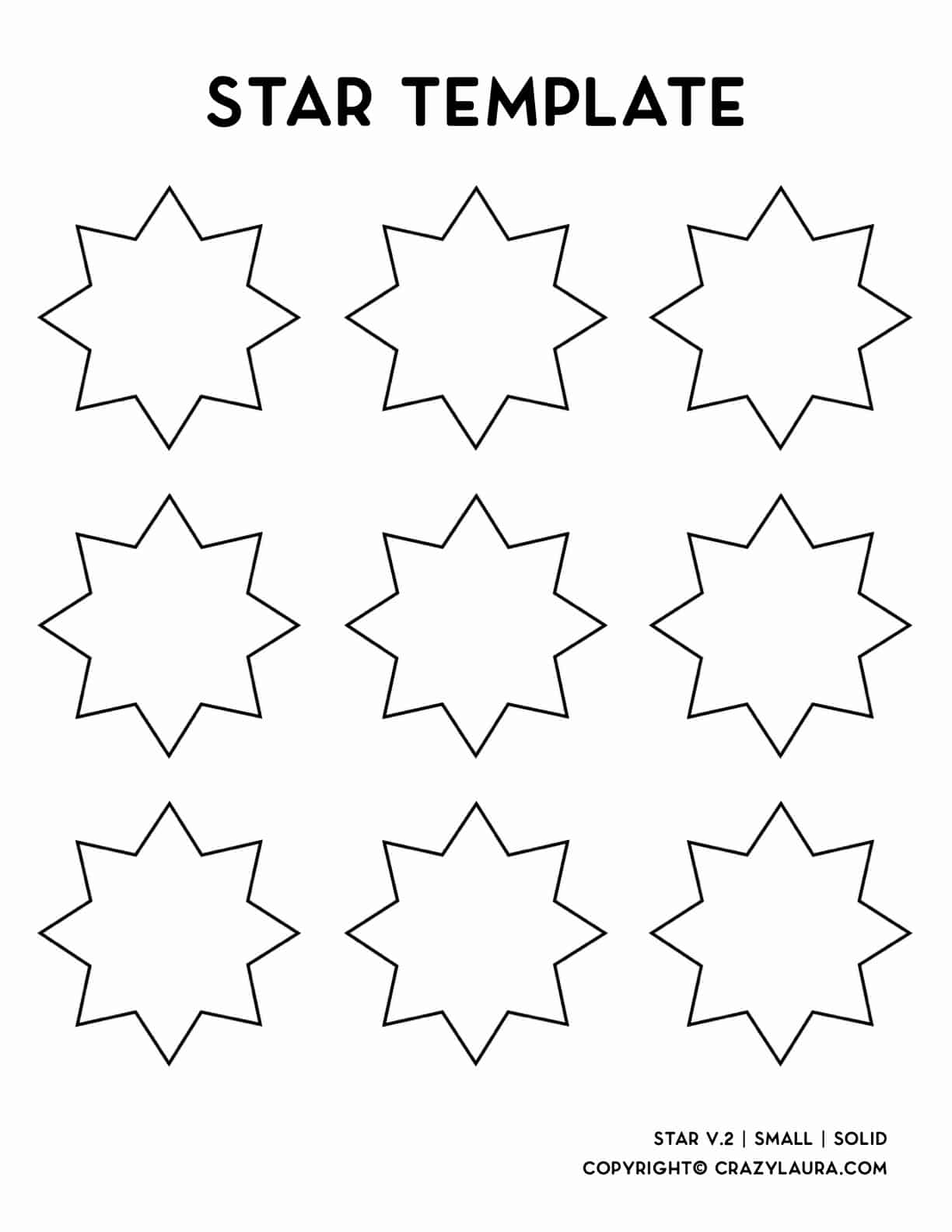 small 8 point star printable for craft projects