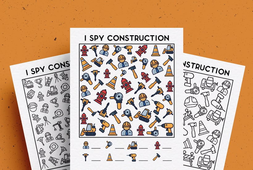 Free Construction I Spy Printable Game For Kids In 2024