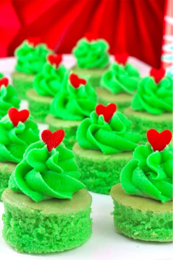mini grinch themed cake bites for christmas