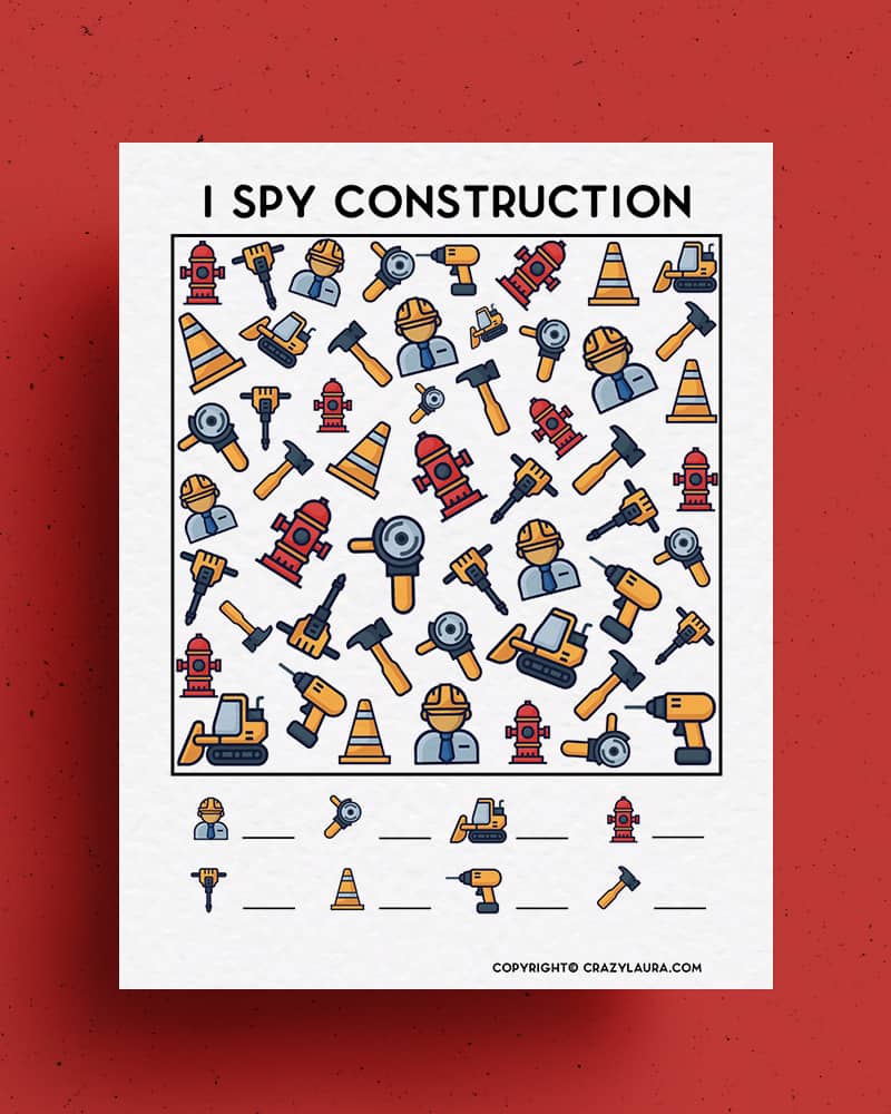 free i spy construction activity for kids
