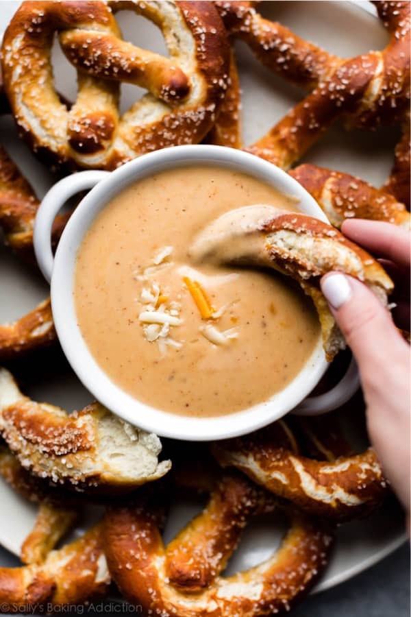 pretzel and cheese dip for party