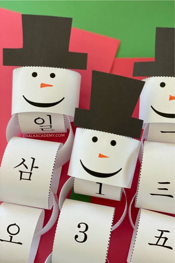 simple snowman paper chain craft for kids