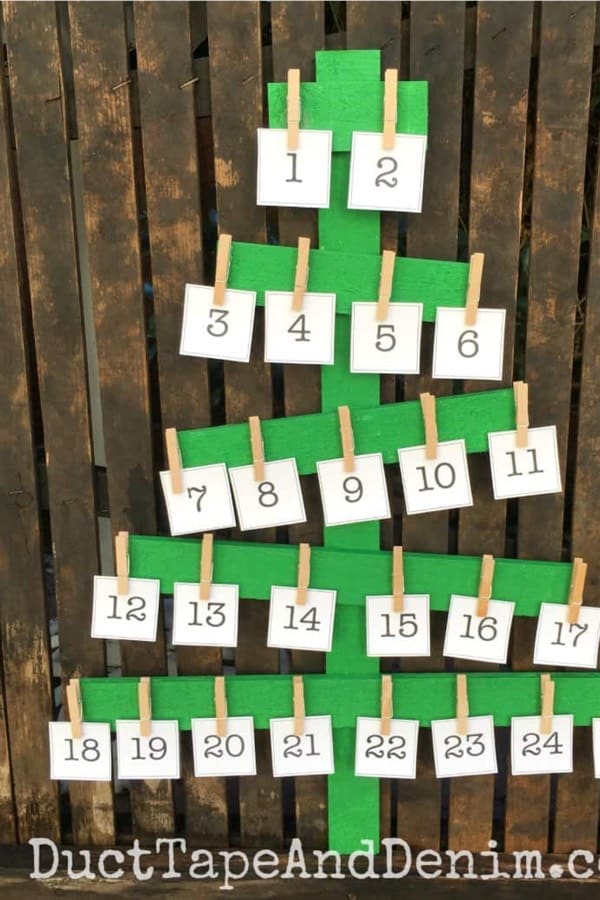 how to make a wooden christmas tree calendar