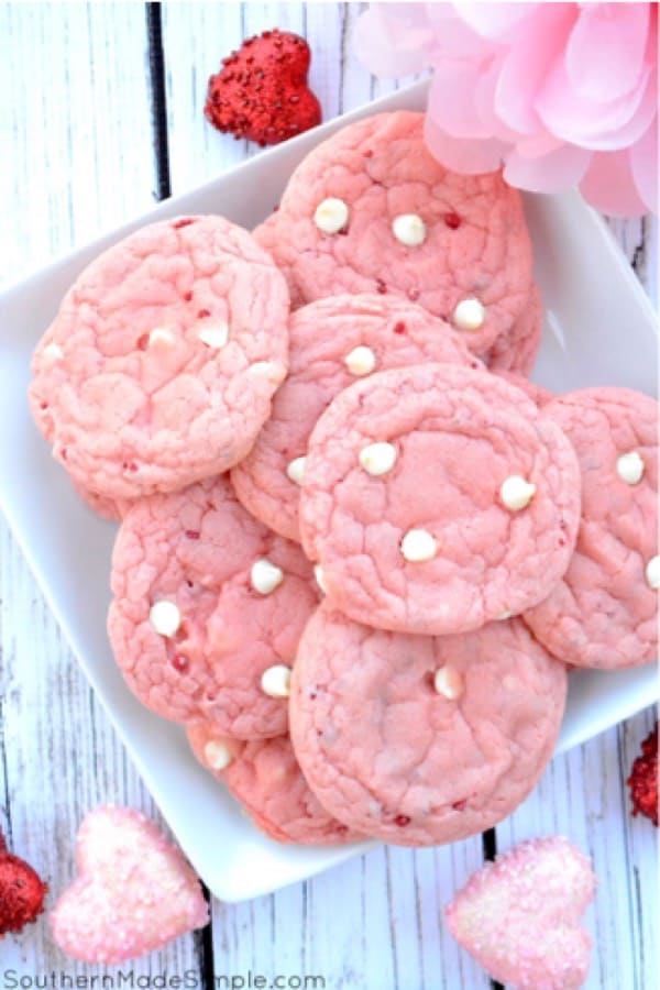 strawberry cookies with white chocolate chips