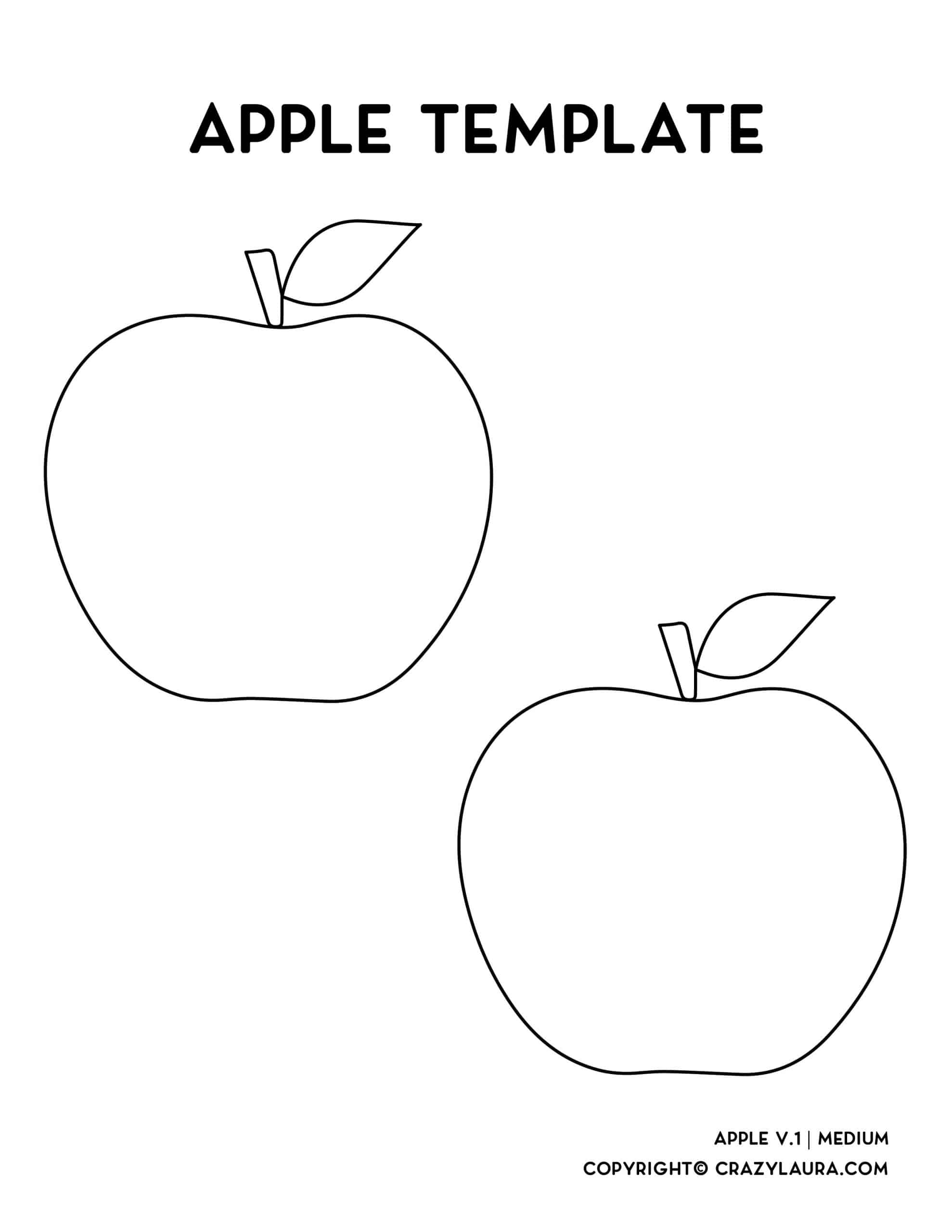 free cutout template of apple shape