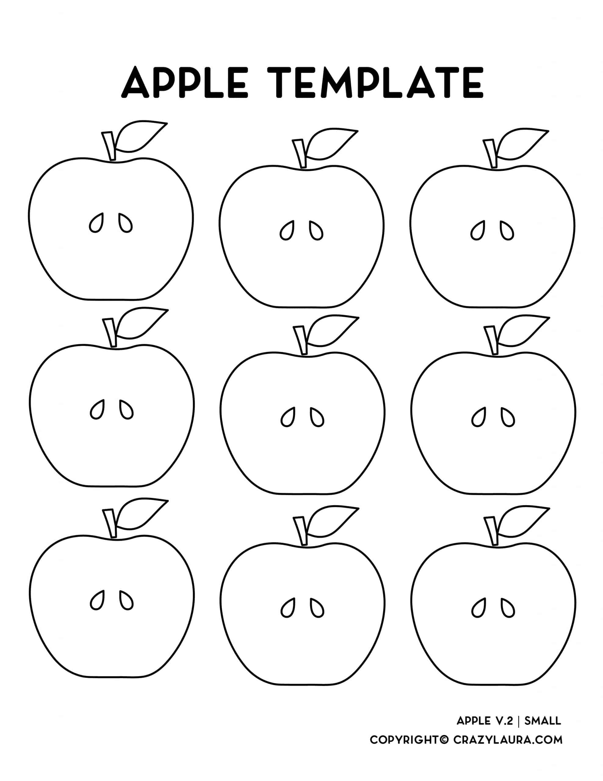 small outline template for apples