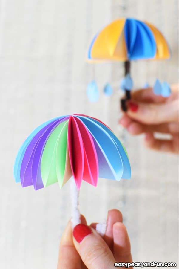 colorful paper umbrella craft