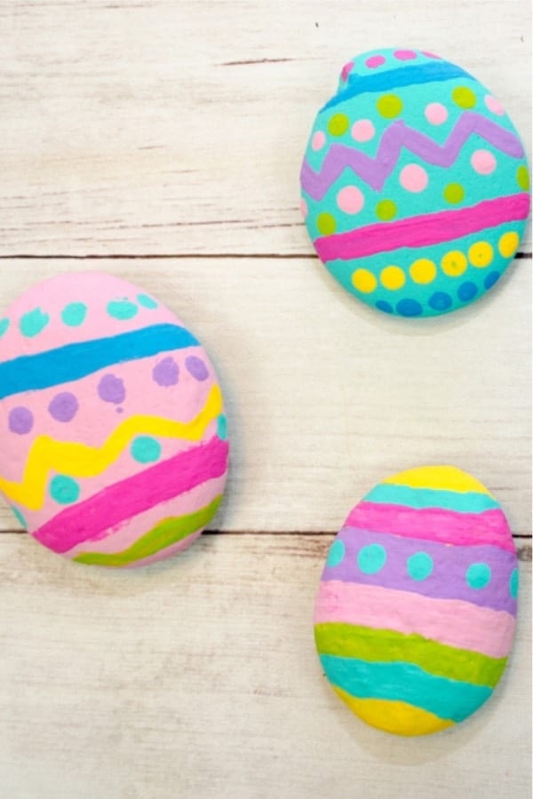 colorful painted rocks for easter