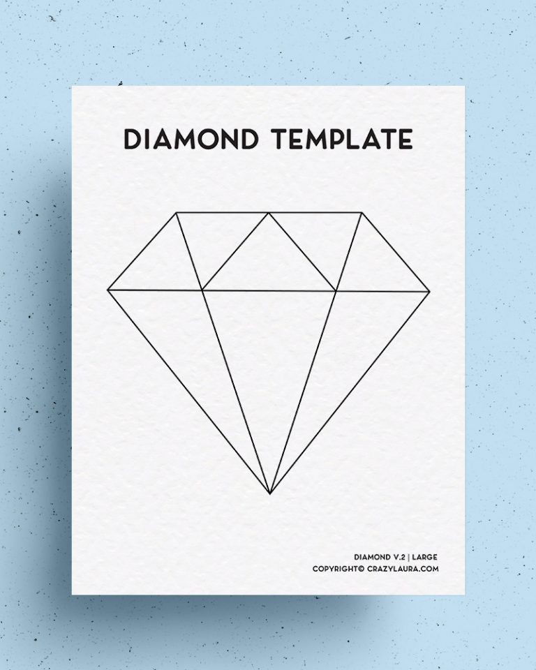 Free Diamond Template &amp; Outline Printable Sheets - Crazy Laura
