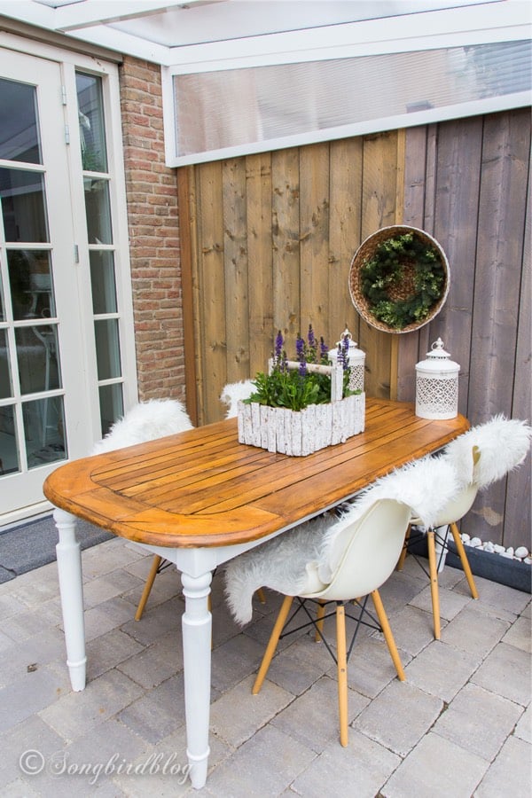 wooden refurbished outdoor table