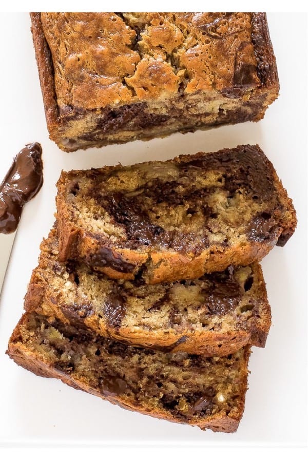 sweet bread with chocolate and bananas