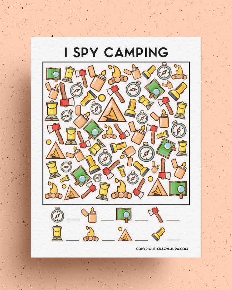 camping i spy game for kids