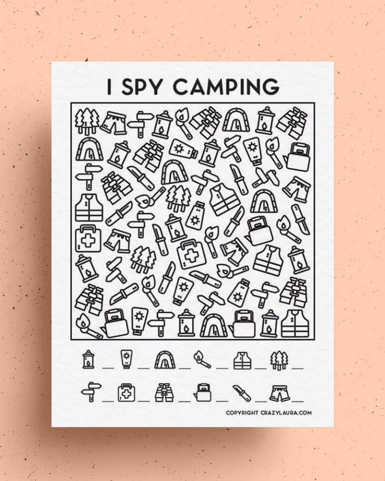 Free Camping I Spy Printable Game For Kids In