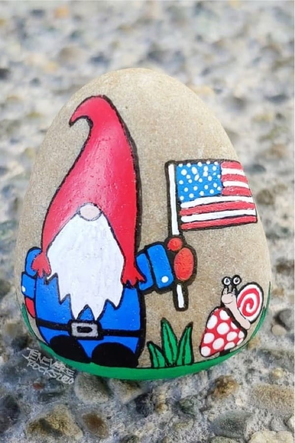 cute painted rock for july fourth