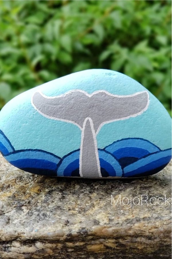 blue painted rock example for summer