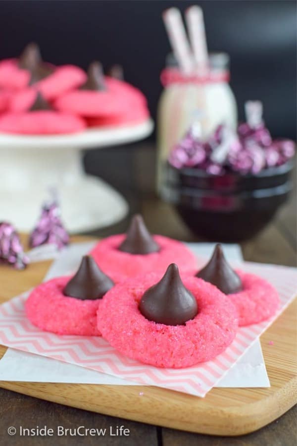 pink sugar cookies with choclate chips