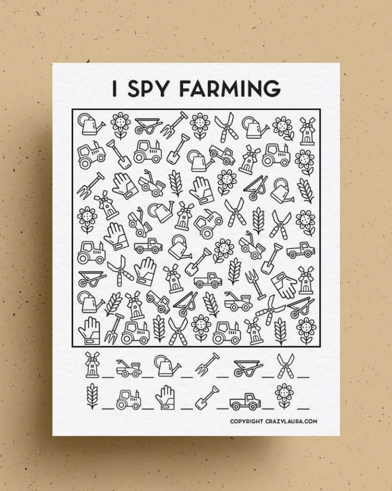 Free Farming I Spy Printable Game Sheets For Kids - Crazy Laura