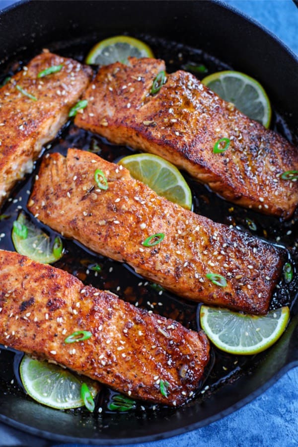 healthy meal prep with salmon slices