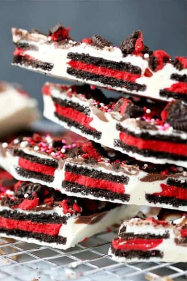 bark with valentines day oreos