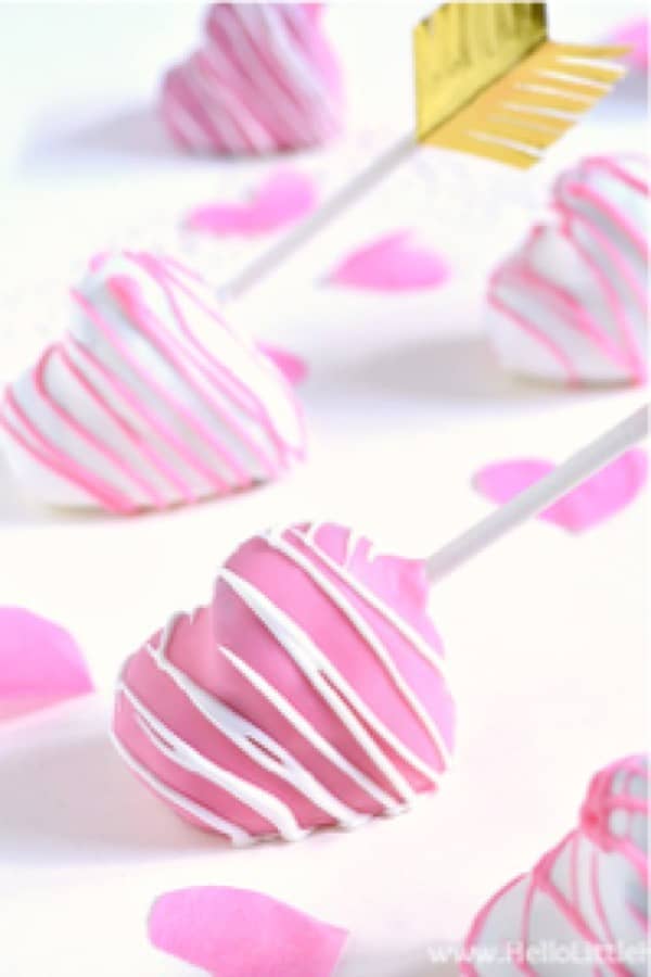 pink and white heart shaped cake pops