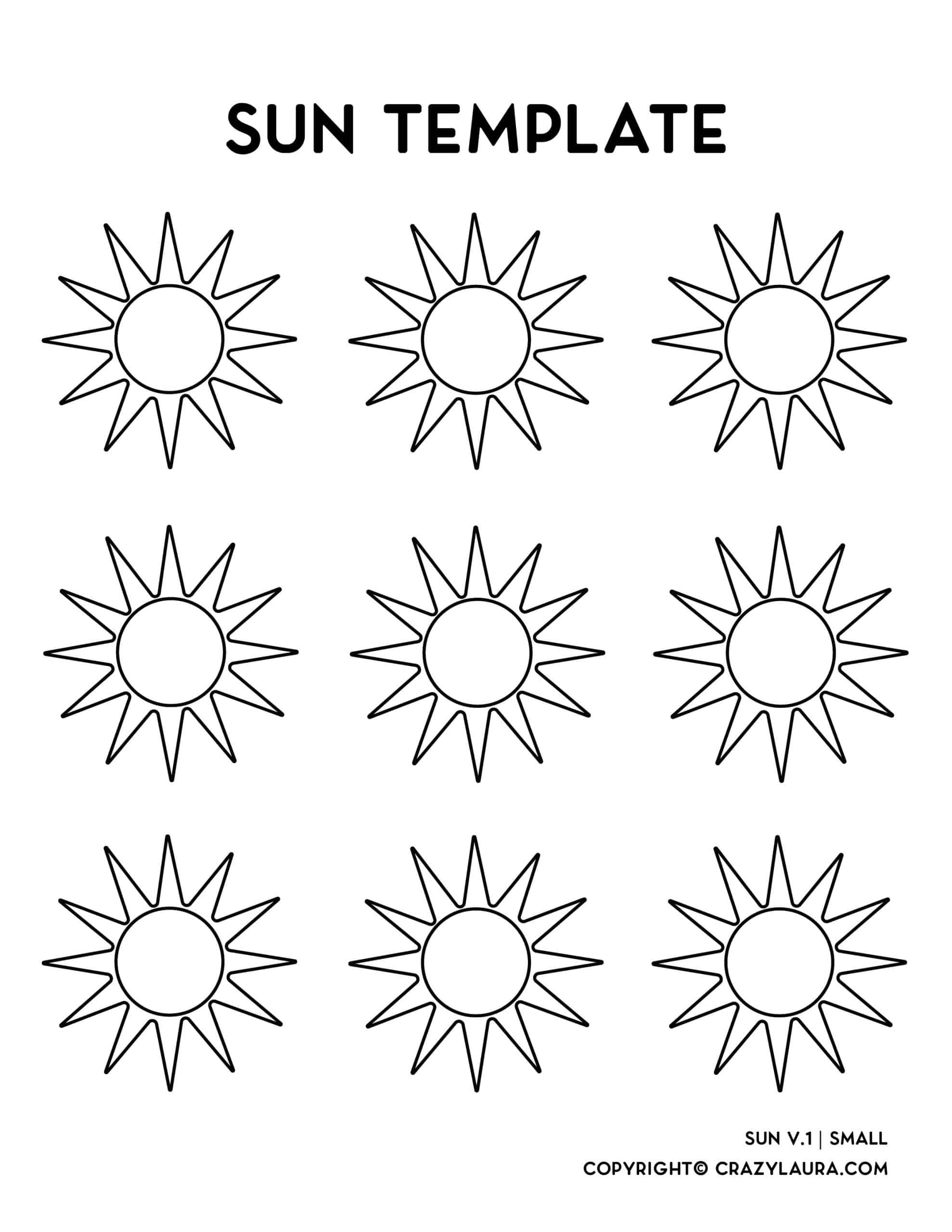 small sun template to print off