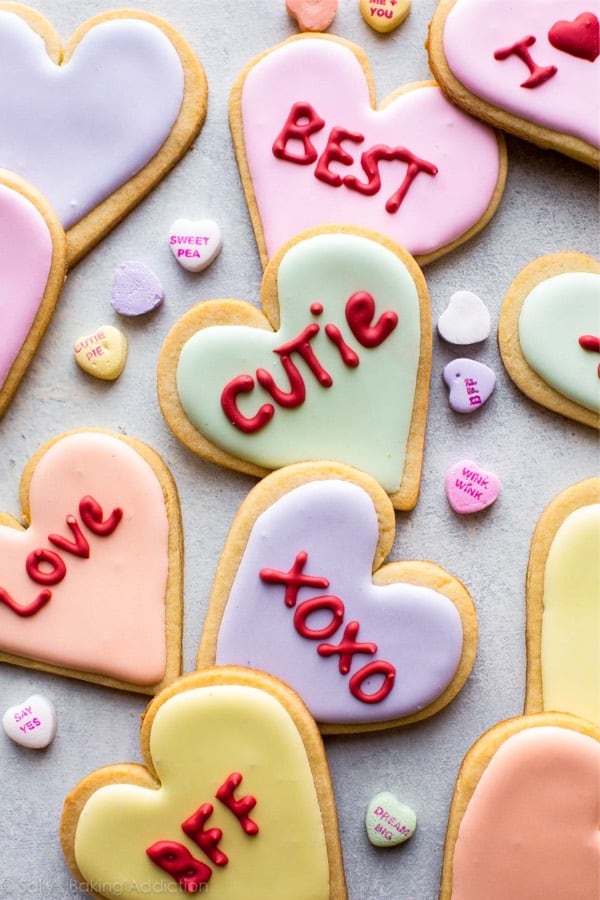 heart shaped conversation cookies