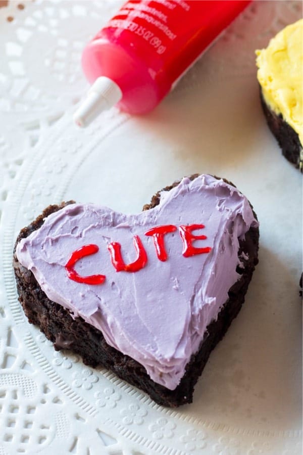 heart shaped conversation brownies