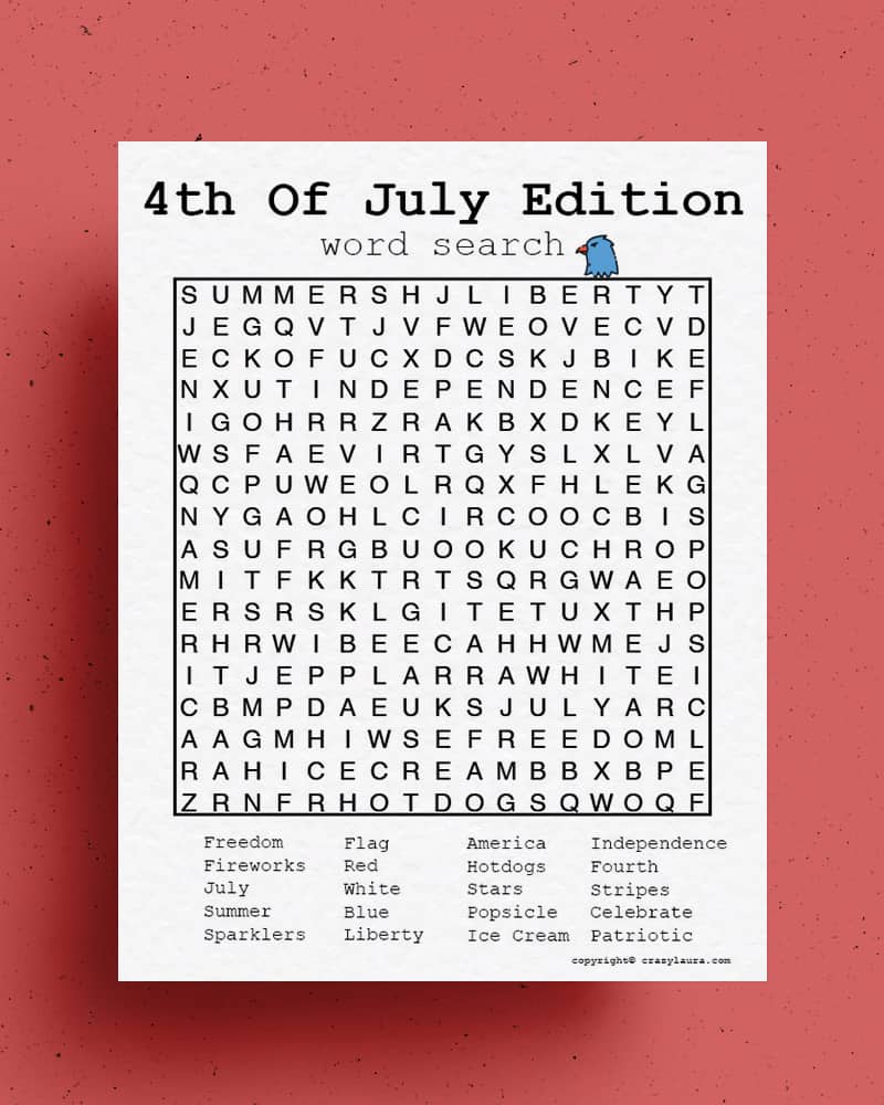 4th of july word search sheets