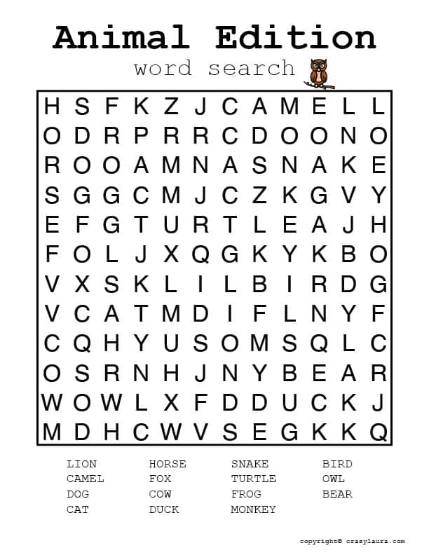 easy to download animal word finding game