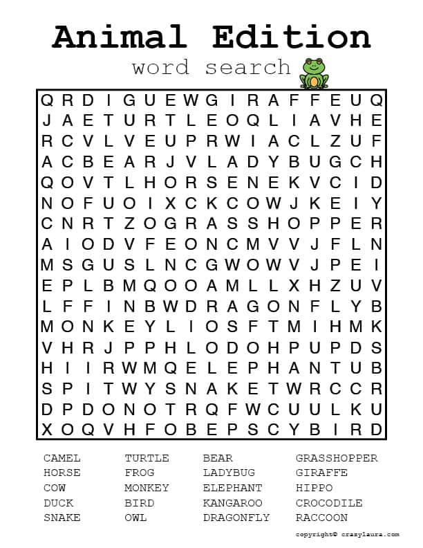 free kids game sheets for word finding
