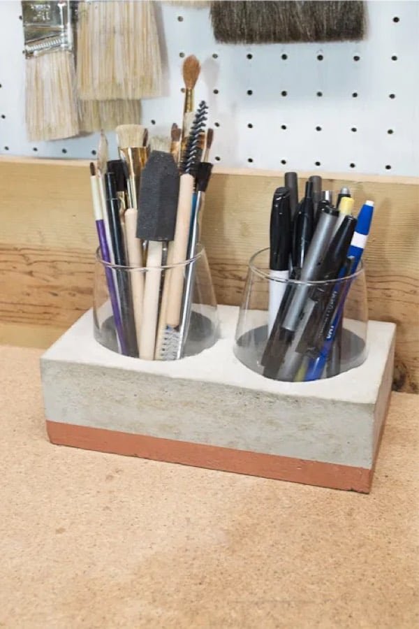how to make a concrete desk organization craft