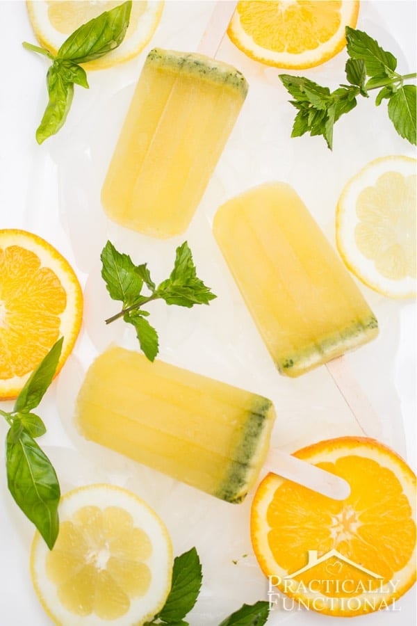 citrus flavored homemade ice pops