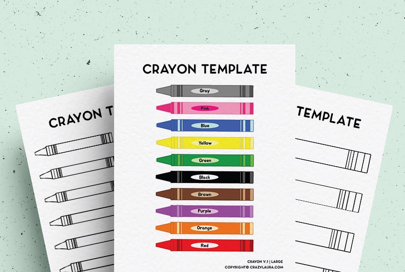 Free Crayon Template With Blank & Color Versions