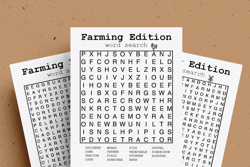 Free Farming Word Search Printable Game Sheets
