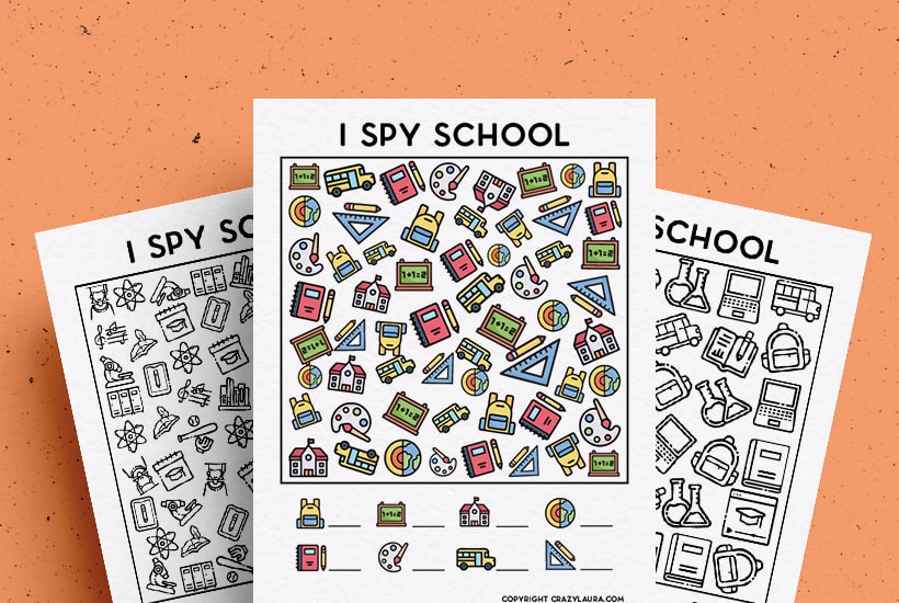 Free I Spy School Printable Game For Kids In 2024